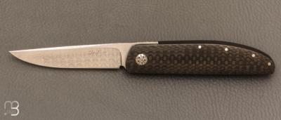    Couteau "450# " par Des Horn - Fibre de carbone et lame en Damasteel