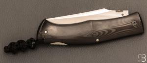 Couteau " BadAss " custom lock-back par Raphaël Durand - fibre de carbone unidirectionnelle et RWL34