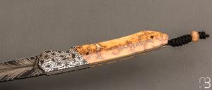 Couteau " Balrog L Slim " par Florian Keller - Mammouth et damas plume