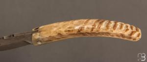 Couteau " Berger " pliant par José Viale - Lame Damas et corne de bélier