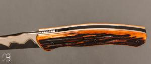  Couteau " Bluff " liner lock par Olivier Ouertal - Os cerfé et Sandinox