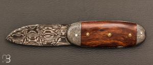    Couteau " Bouledogue" de Jean Pierre Veysseyre - Bois de fer et lame damas 