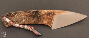   Couteau  " Brut " fixe de Benoit Maguin - Acier C130 et bronze