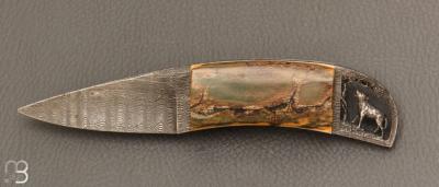 Couteau droit par Charles Roulin - Ivoire de mammouth et lame damas de Gérard Doursin