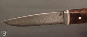  Couteau Droit noyer et Damas multi-barreaux par Jean Paul Sire
