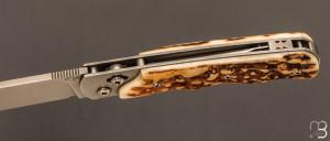   Couteau " Explorateur " custom par Éric Parmentier - Bois de cerf et lame en niolox