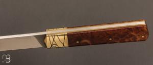   Couteau " Fatson " custom par Olivier Ouertal - Loupe de red mallée et lame en RWL-34