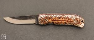 Couteau  "  Fidel " de poche manche en pomme de pin stabilisé par Citadel Dep Dep