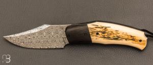   Couteau " Front-flipper custom " par Fabrice Delbart - Forge Celtique - Ivoire de mammouth et Damas