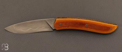   Couteau  "  Gyr " front flipper custom - Micarta Westinghouse et lame en U10A par Tim Bernard