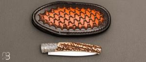 Couteau " Harpo " custom par Anthony Brochier - Bois de cerf et RWL34