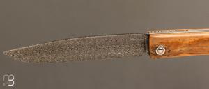   Couteau " Harpo " custom par Anthony Brochier - Croûte de mammouth et lame damas mosaïque torsadé