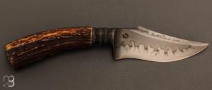   Couteau " Hunter " Semi intégral custom fixe de Samuel Lurquin - Cerf Sambar et lame en W2