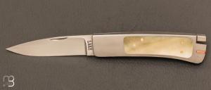   Interframe  custom folding knife by Ron Lake - Yellow pearl 