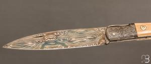   Couteau " Issoire " de Jean Pierre Veysseyre - Ivoire de mammouth et damas