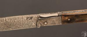    Couteau " Issoire " de Jérôme Latreille - Ivoire de mammouth et lame damas
