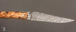 Couteau Laguiole en Aubrac "Perlé" 12 cm lame damas - manche bois d'Aubrac