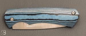   Couteau " Le 05 " par MTBlades Benjamin Thuillier - Paperstone bleu et lame en 14C28