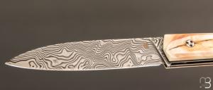 Couteau " Le Capi " par la Coutellerie Savignac - Ivoire de phacochère et lame en damasteel