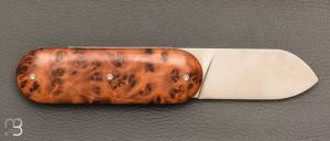 Couteau " Le Cerbère® " pliant par l'Atelier Les 2 Diables - Loupe de Thuya et 14c28N