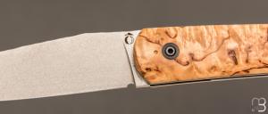  Couteau  "  Le Passager " de Pierre Thomas - Atelier Odae - Bouleau norvégien et 14c28n