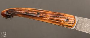   Couteau " Le Passager " de Pierre Thomas - Atelier Odae - Os cerfé et 14c28N