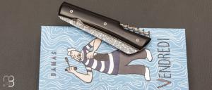 Couteau " Le Vendredi" par Perceval - ébène du Gabon et lame en damas