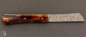 Couteau " Le Vendredi " par Perceval façon " écaille de tortue " et lame damas