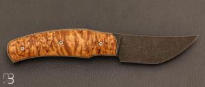   Couteau  "  Liner-lock custom " pliant par David Lespect - Bouleau madré et D2 stonewashed