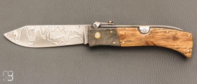   Couteau  " Navaja Teja" par Jesus Granda - Vieux chêne et lame damas