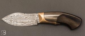  Couteau "  Nessmuk " fixe de Camille Sennegon - Fibre de carbone et lame en damas chelle W