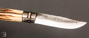 Couteau " Opinel N°09 " custom bois de cerf par Laurent Gaillard