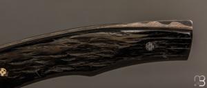   Couteau " Pièce unique " par Alain & Joris Chomilier - Damas carbone de Baker Forge et Corne de Gnou