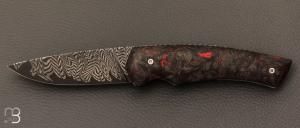 Couteau " Quetsche " Liner-Lock flipper par Louis Contat - Fatcarbon® et lame damas