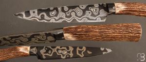 Couteau Semi intégral custom fixe de Israel Nascher  - Bois de cerf et damas