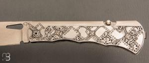   Couteau " Skipper" pliant de Éric Parmentier - Gravure d'Elisabeth Da Justa