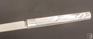 Couteau " Slipjoint " custom de Lionel Lalague - Nacre et lame en RWL34