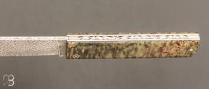  Couteau " Snard " Cristal Steel par Tom Fleury - Bouleau madré stabilisé