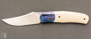  Couteau  " Stan " custom par Maxime Belzunce - Vieux micarta et lame en RWL34