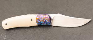  Couteau  " Stan " custom par Maxime Belzunce - Vieux micarta et lame en RWL34