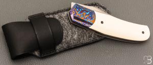  Couteau  " Stan " custom par Maxime Belzunce - Vieux micarta et lame en RWL34