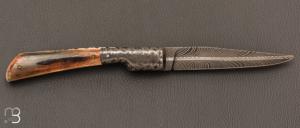  Couteau " Vendetta " de Philippe Ricard - Ivoire de mammouth et lame damas plume