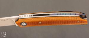 Couteau " custom " liner-lock de Stéphane Sagric - Micarta et lame en RWL-34