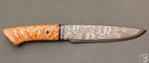 Couteau de chasse de Jean Paul Sire - Bouleau et lame damas mosaïque