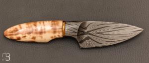   Couteau droit par Josh Scott - JSK USA - Ivoire de morse et damas