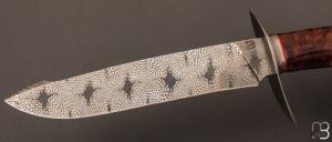   Couteau droit de Nicolas Mestrallet - Atelier du couteau Vaunaveys - Lame en acier damas forgé et palissandre du Honduras