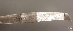   Couteau " liner-lock custom " par Alain & Joris Chomilier - Nacre et damas de Chad Nichols