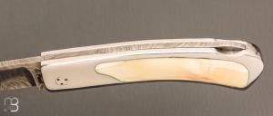   Couteau " custom " lock back par Christian Penot - ivoire de phacochère et lame damas