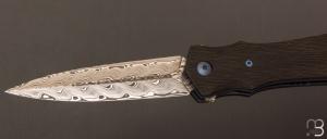 Dague pliante  "  Le Milan  " par Nicolas Kowal - Fibre de carbone sidecut et Damasteel