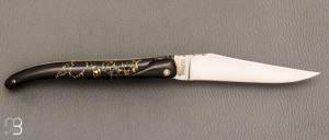 Couteau Laguiole en Aubrac Prestige modèle Onyx Gold & Ebène